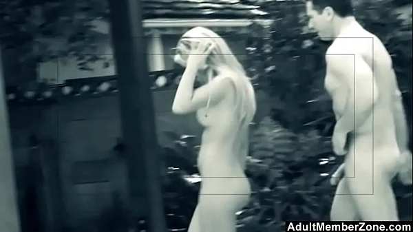 Horny Couple Sneaks Outside for Backyard Oral Sex porn video frame